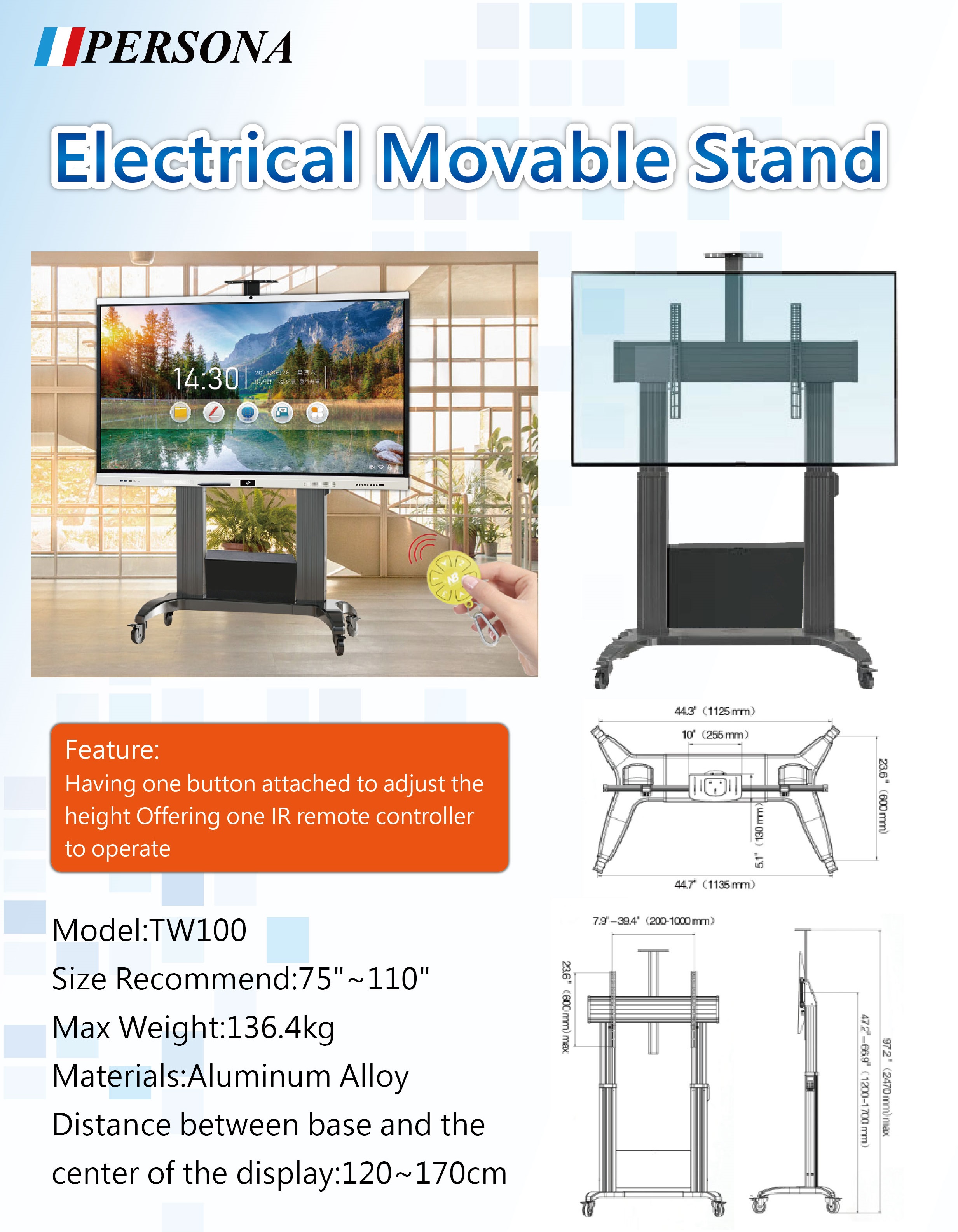 Rich Source, PERSONA AVA 1800 1500 KTA 100 TW100 Stand Movable Stand Touch screen stnad Interactive stand